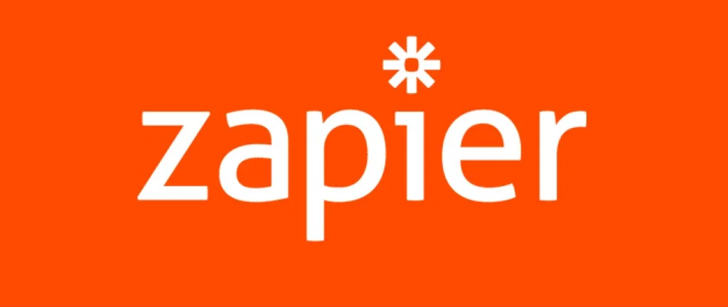 Zapier logo on a bright orange background